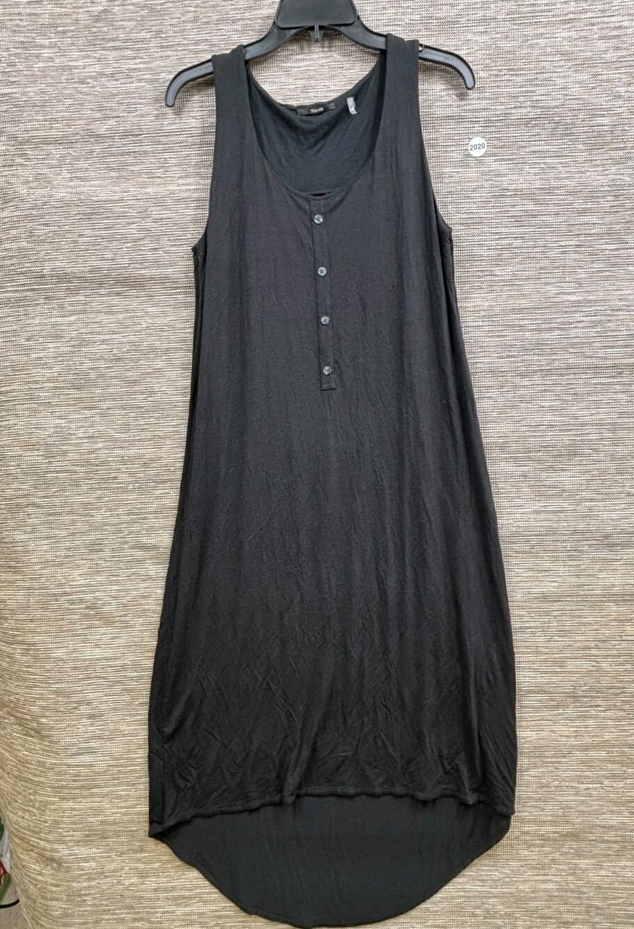 Tahari Knit High Low Casual Sundress Womens M Black Henley Stretch Sleeveless